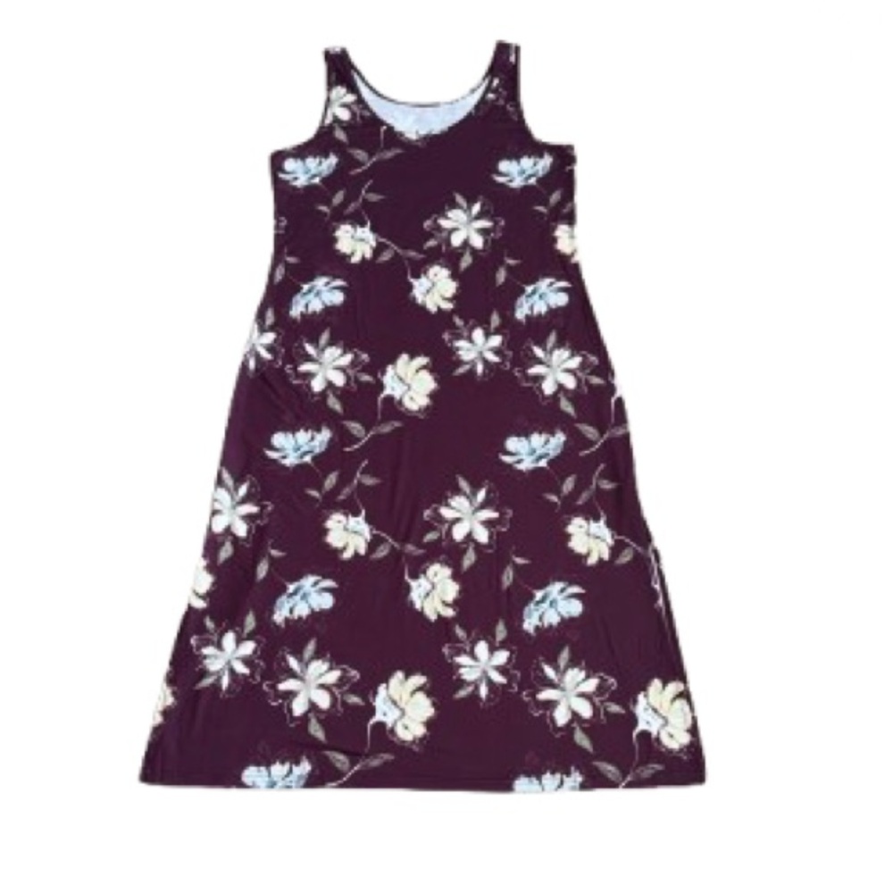 Floral Midi Tank Dress in Deep Purple